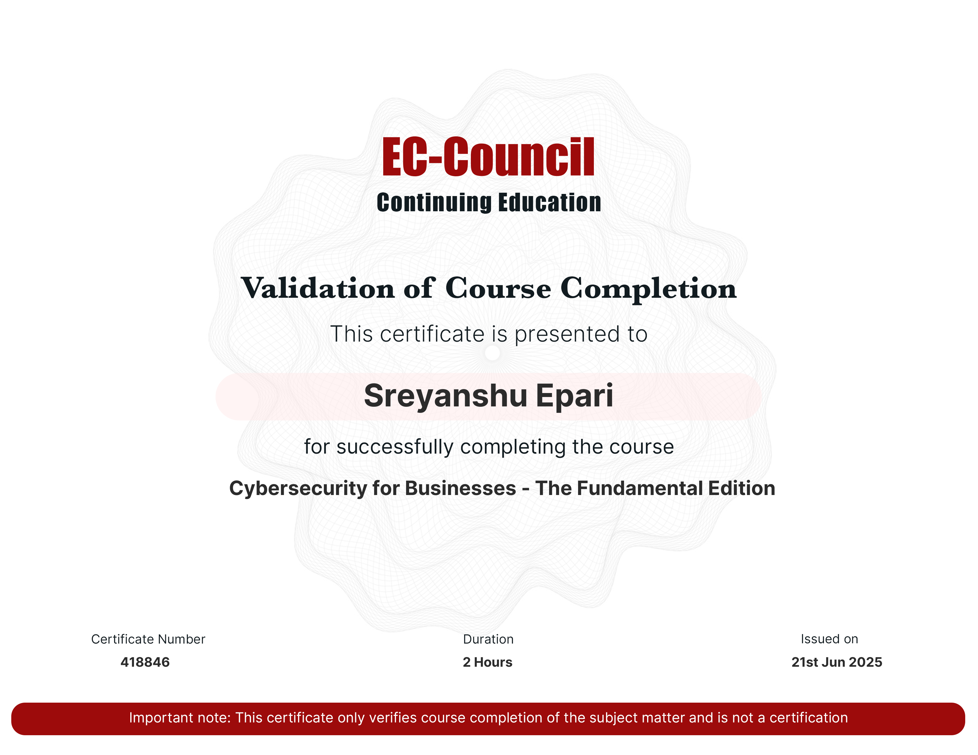 certificate