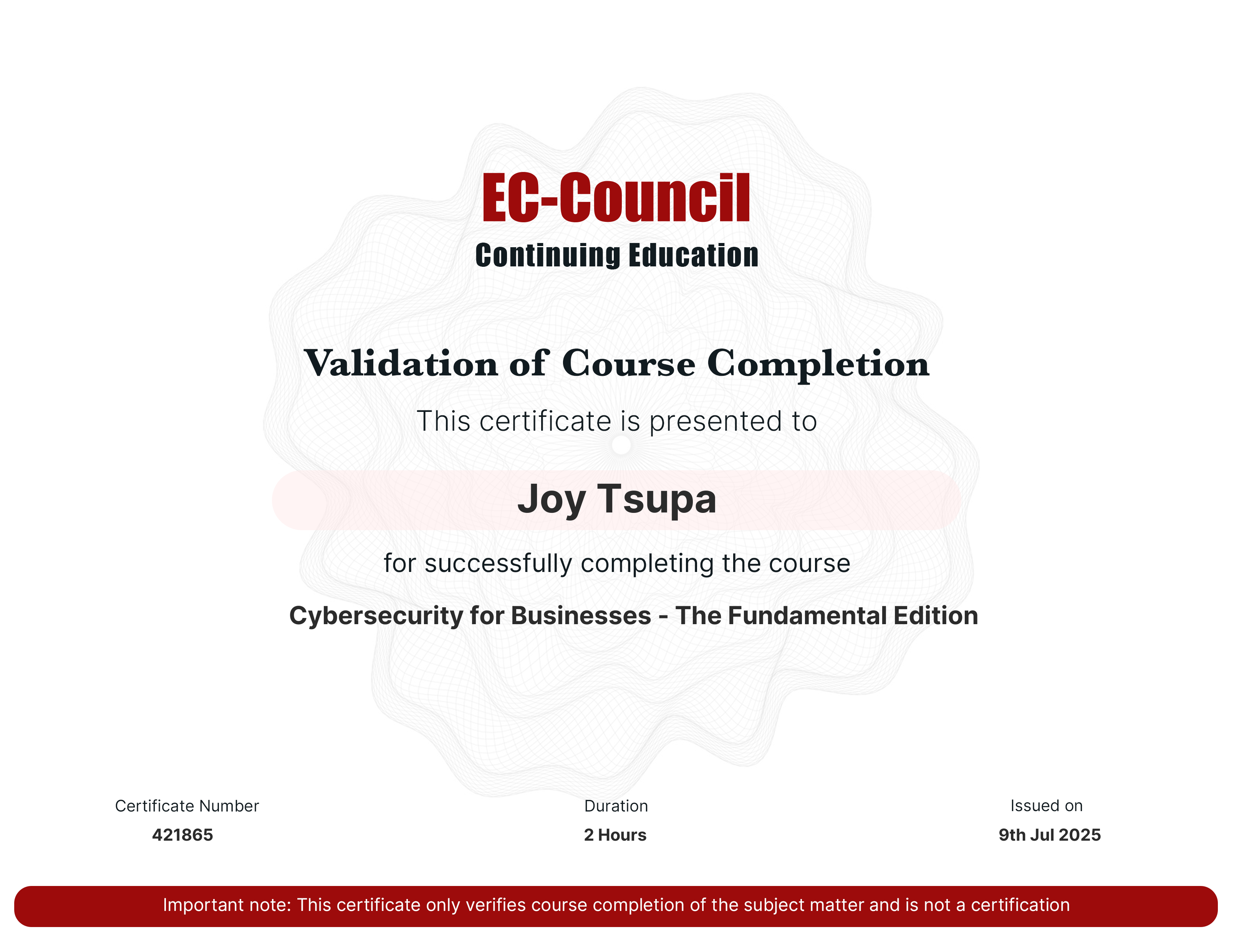 certificate