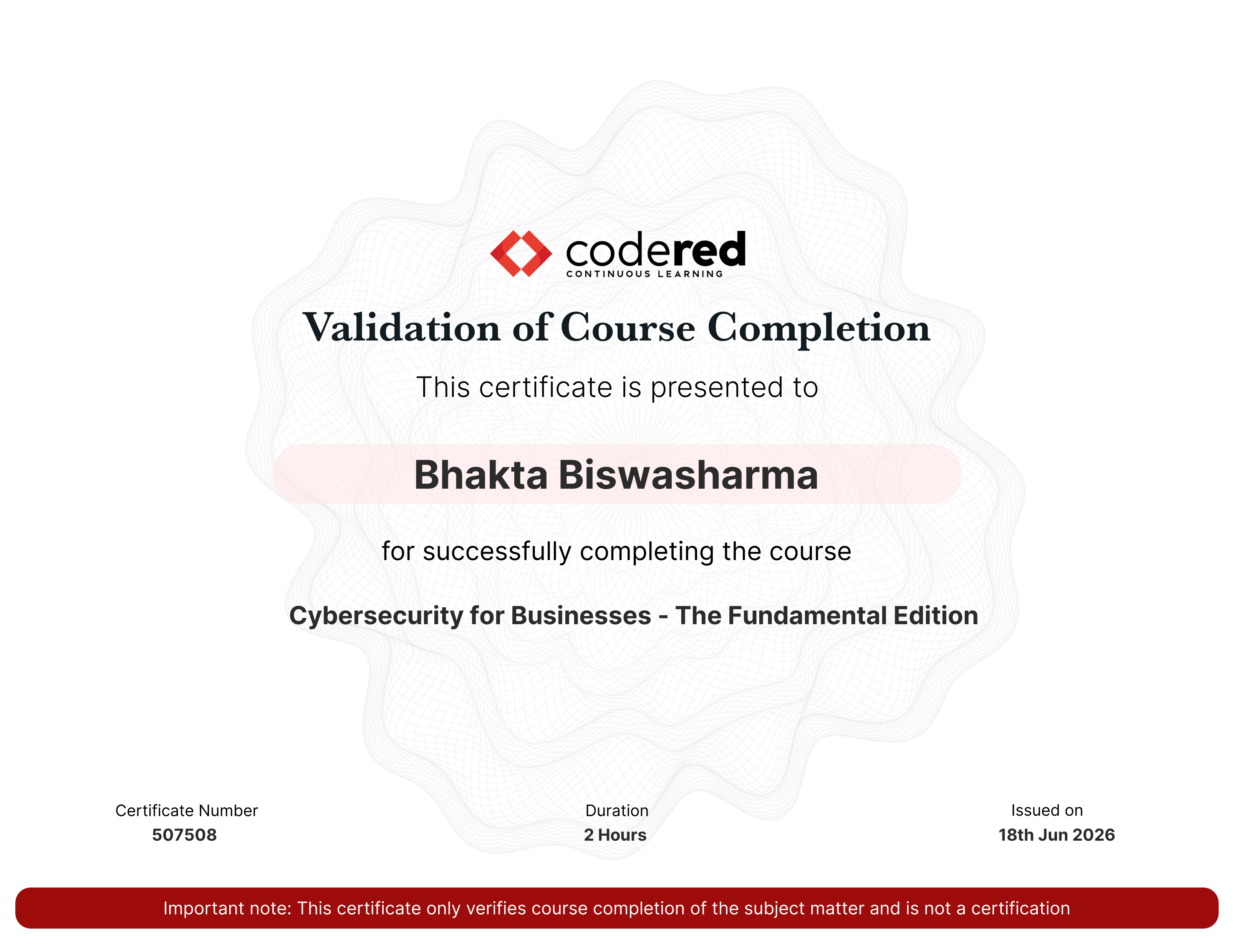 certificate