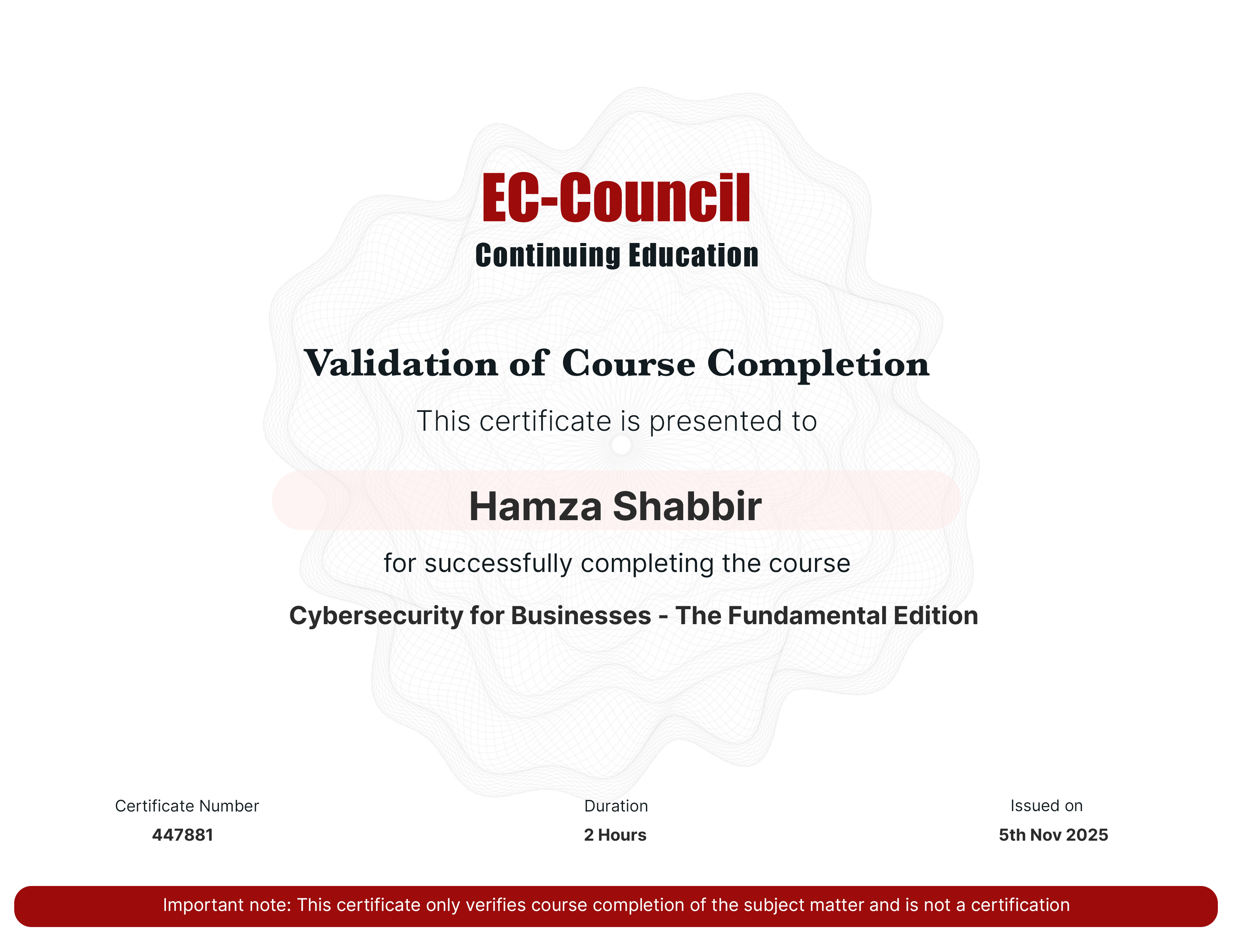 certificate