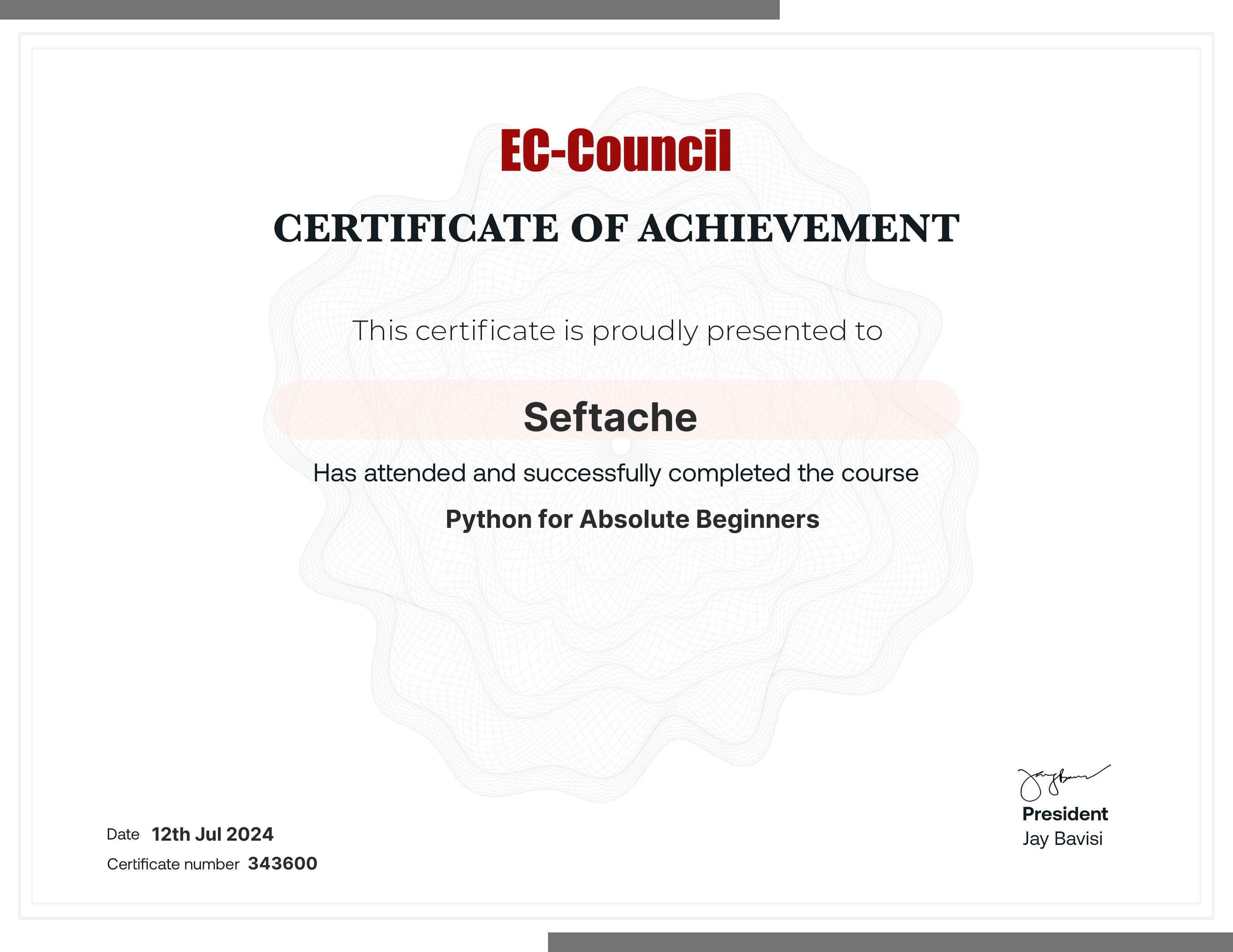 certificate