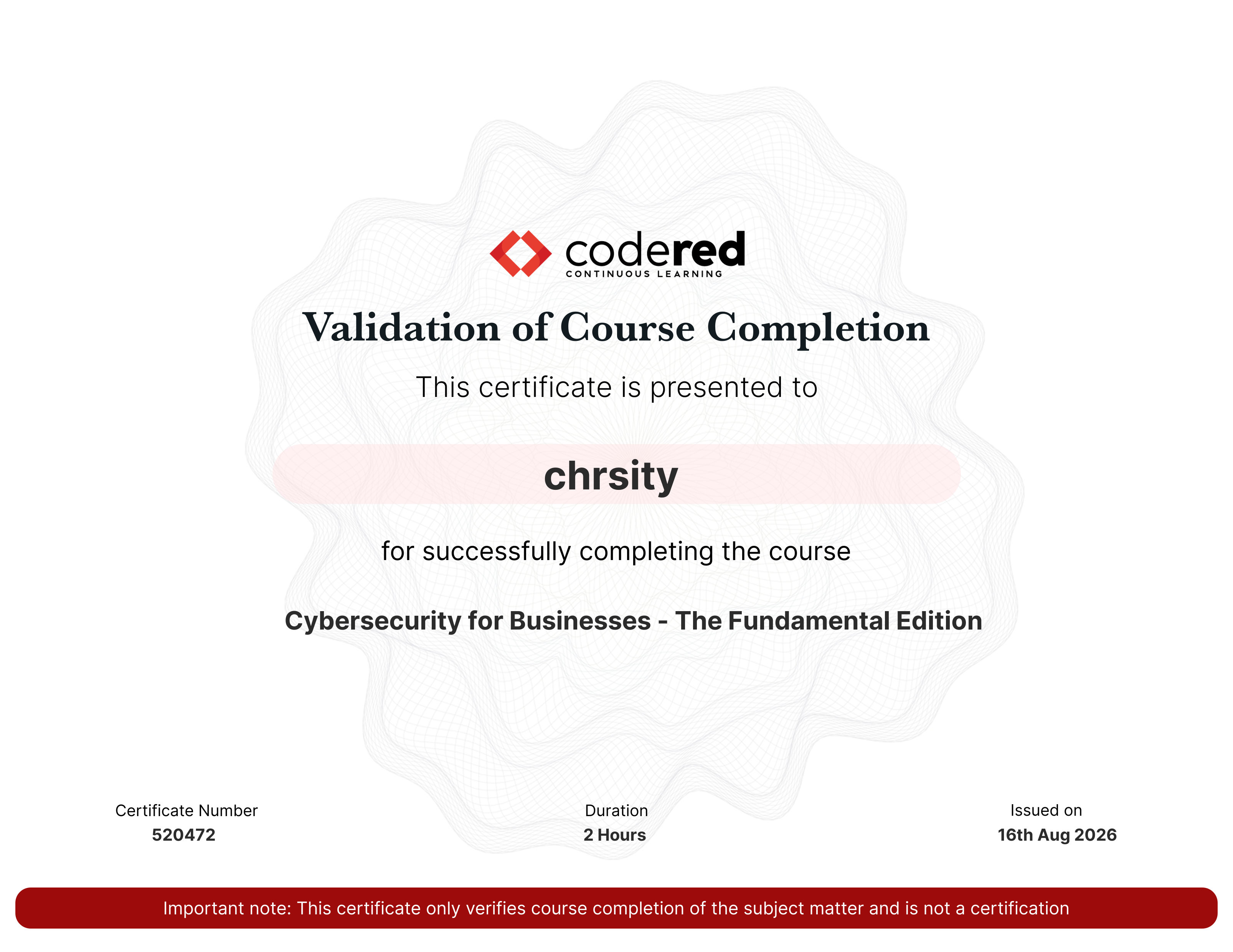 certificate
