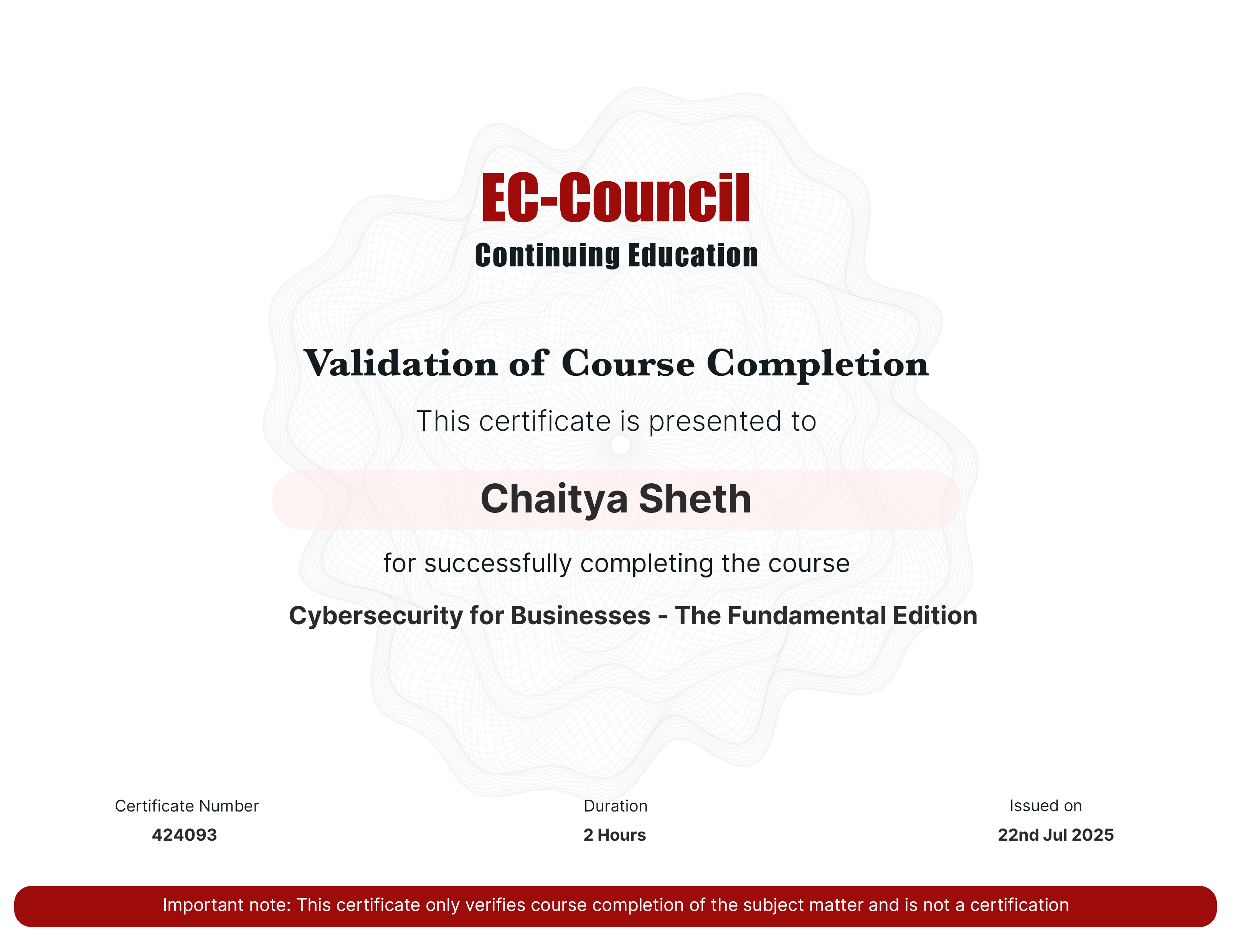 certificate