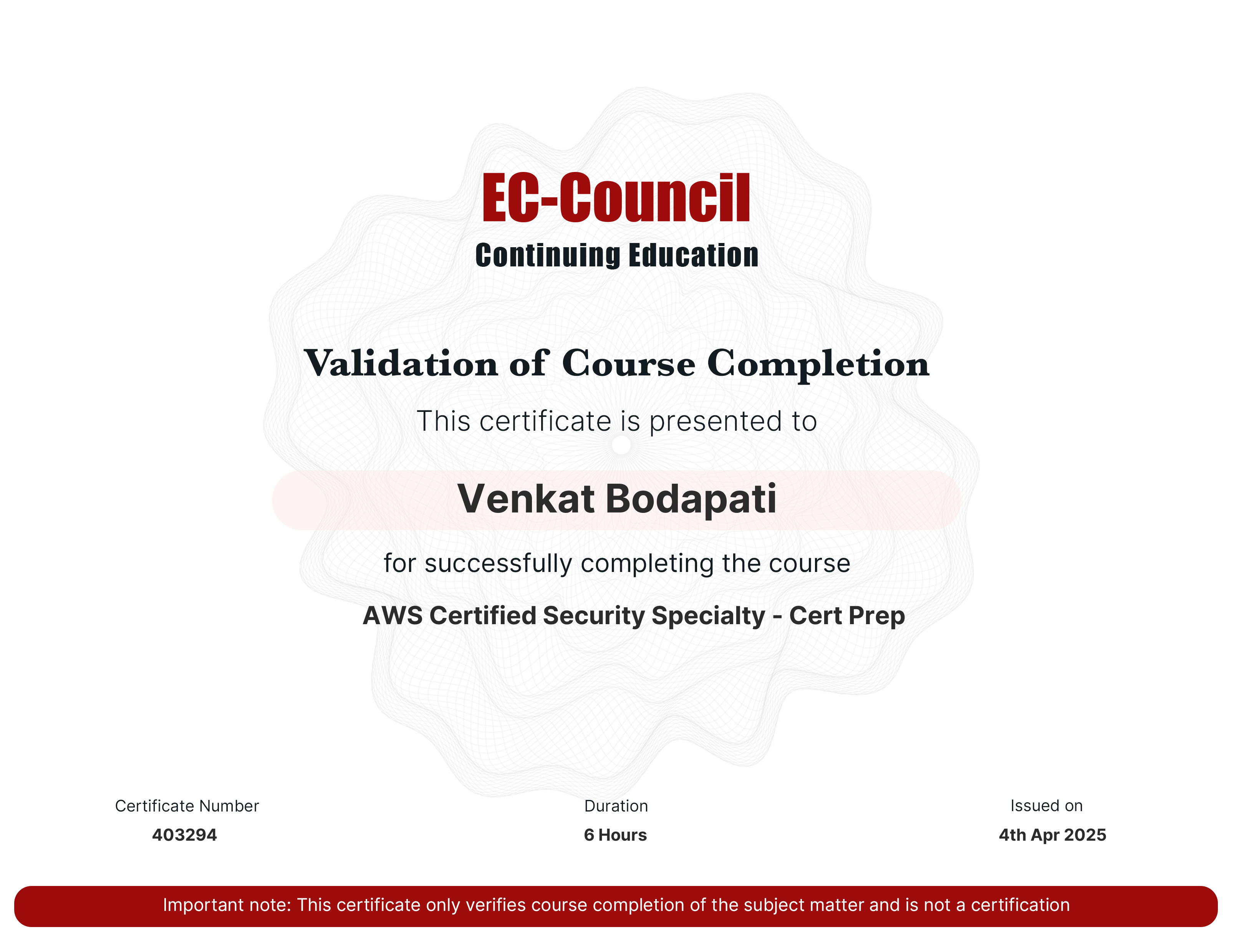 certificate
