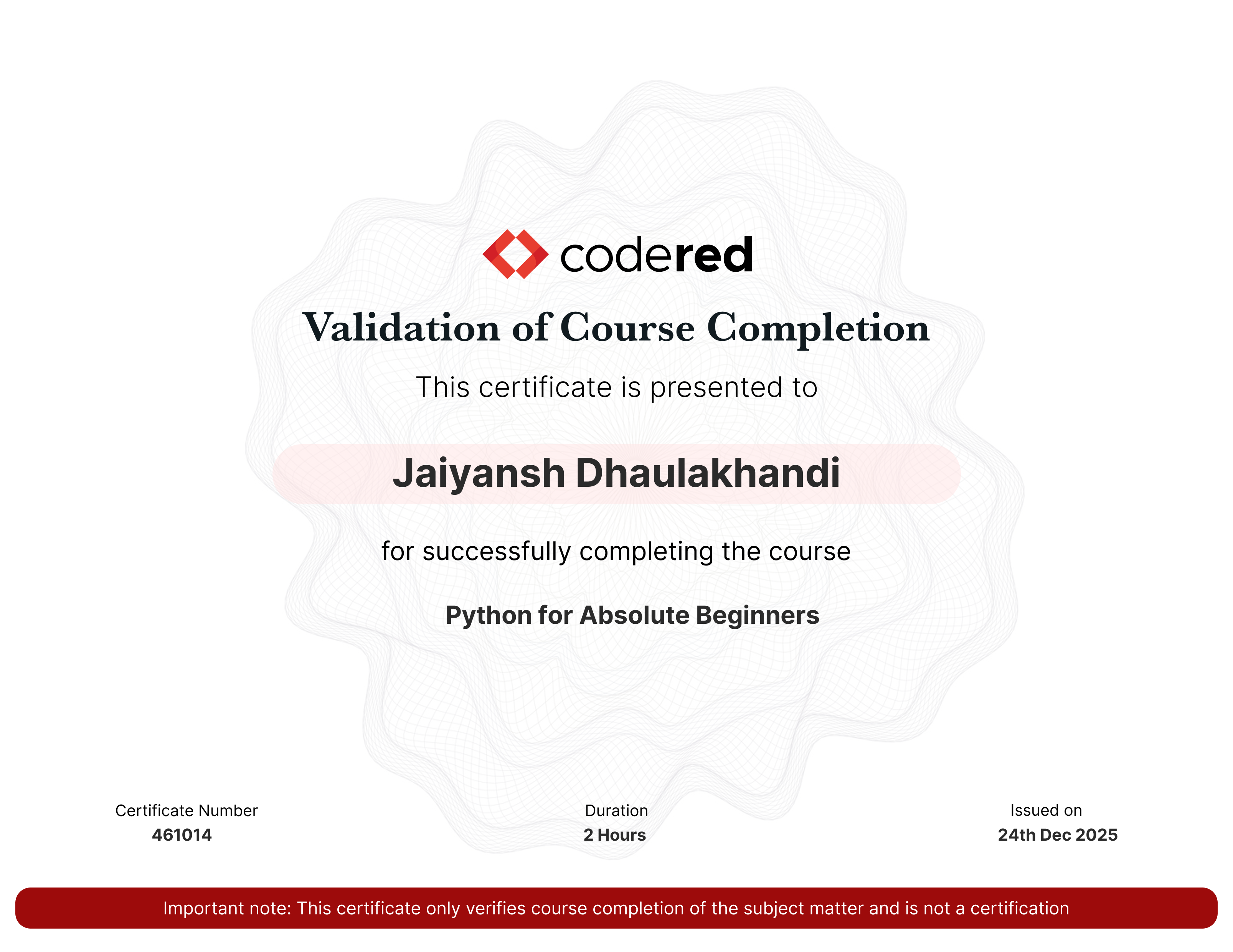 certificate