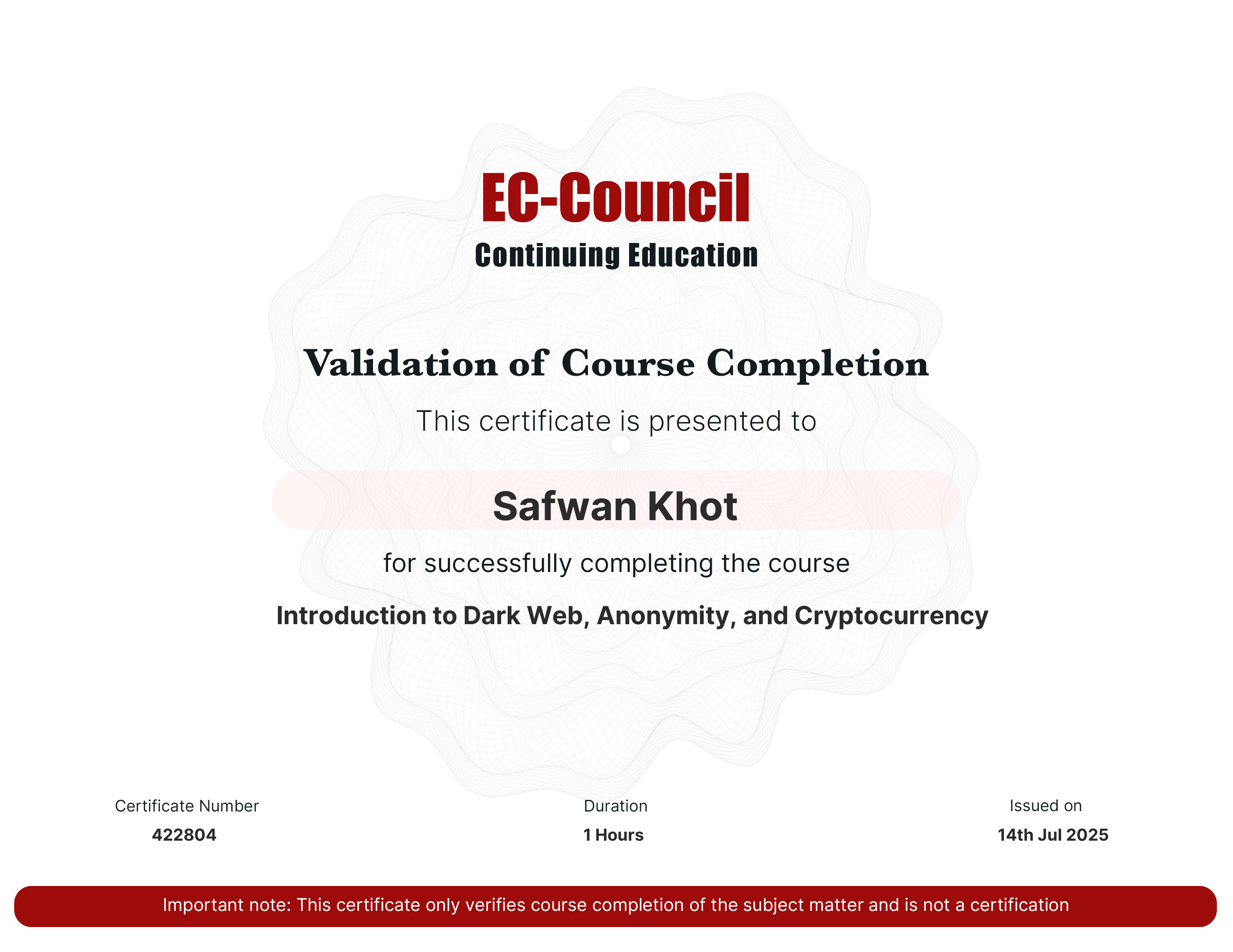 certificate