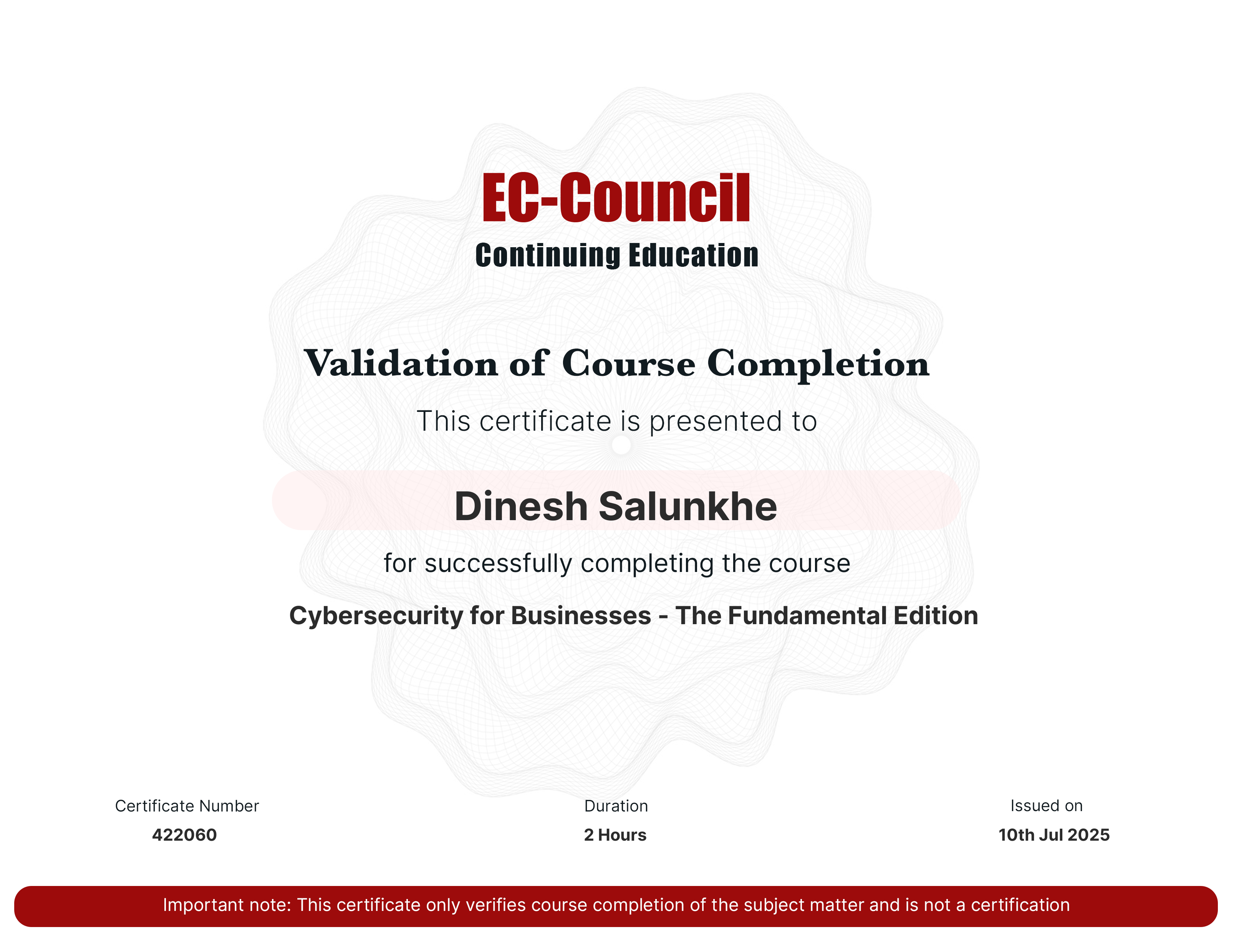 certificate