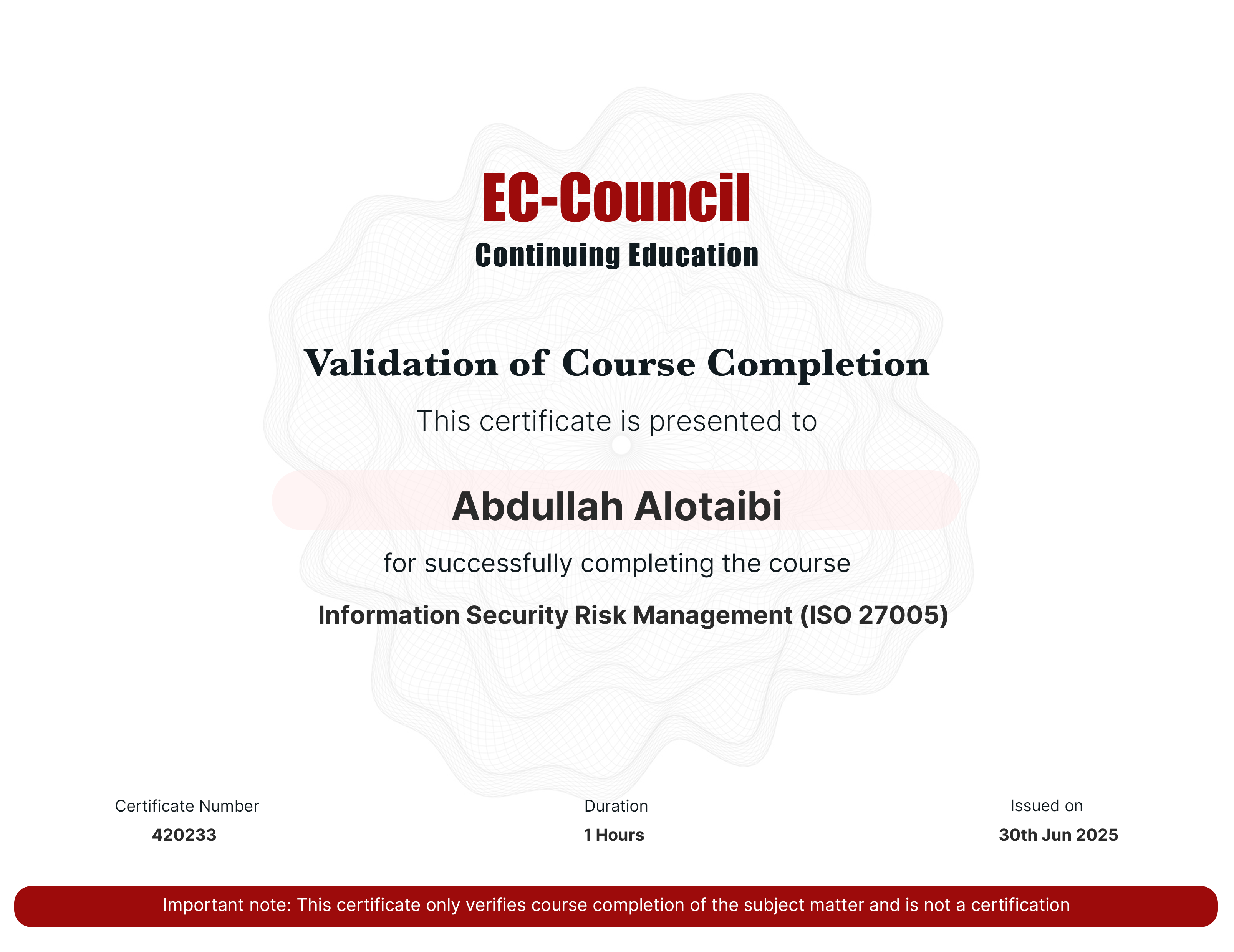 certificate