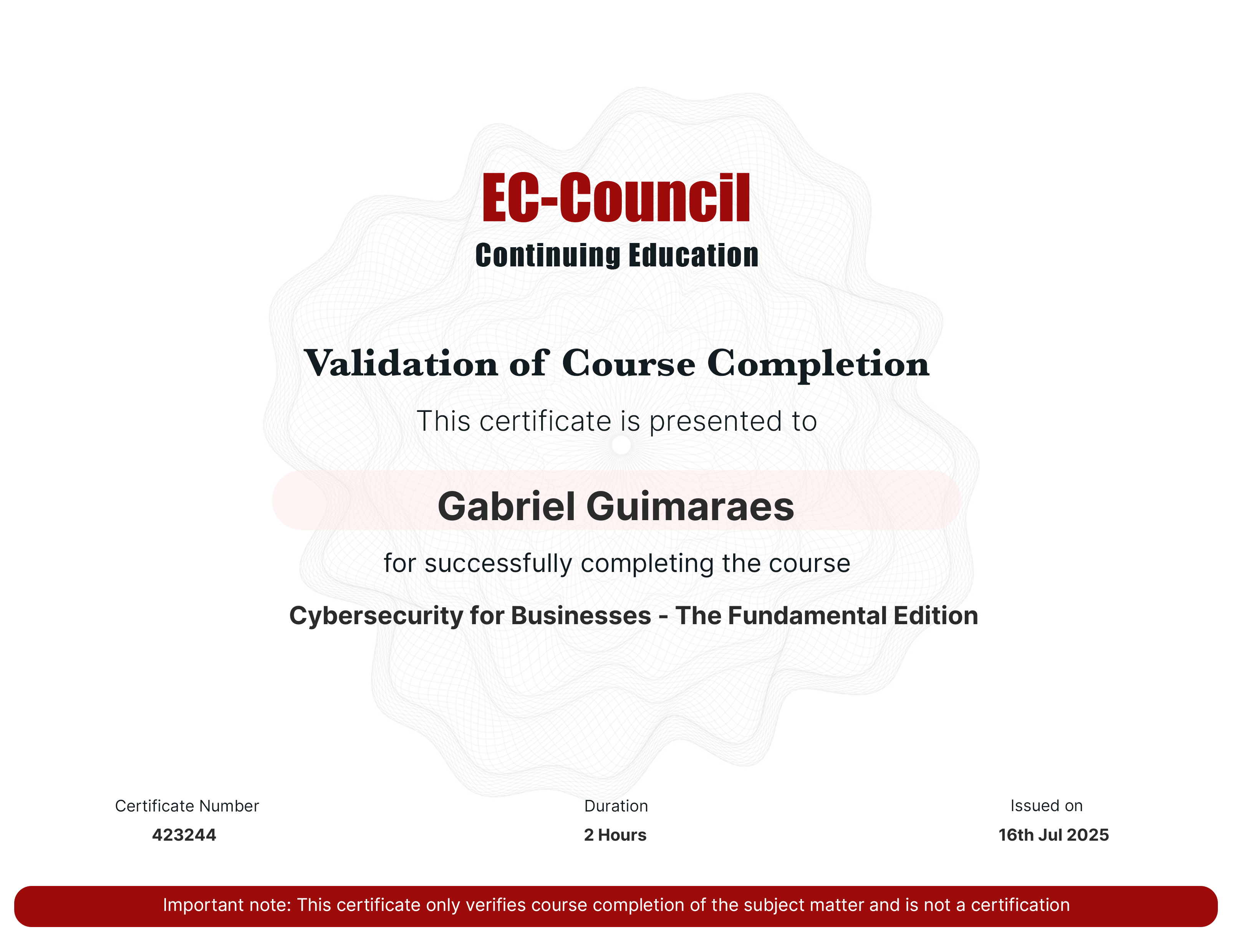 certificate