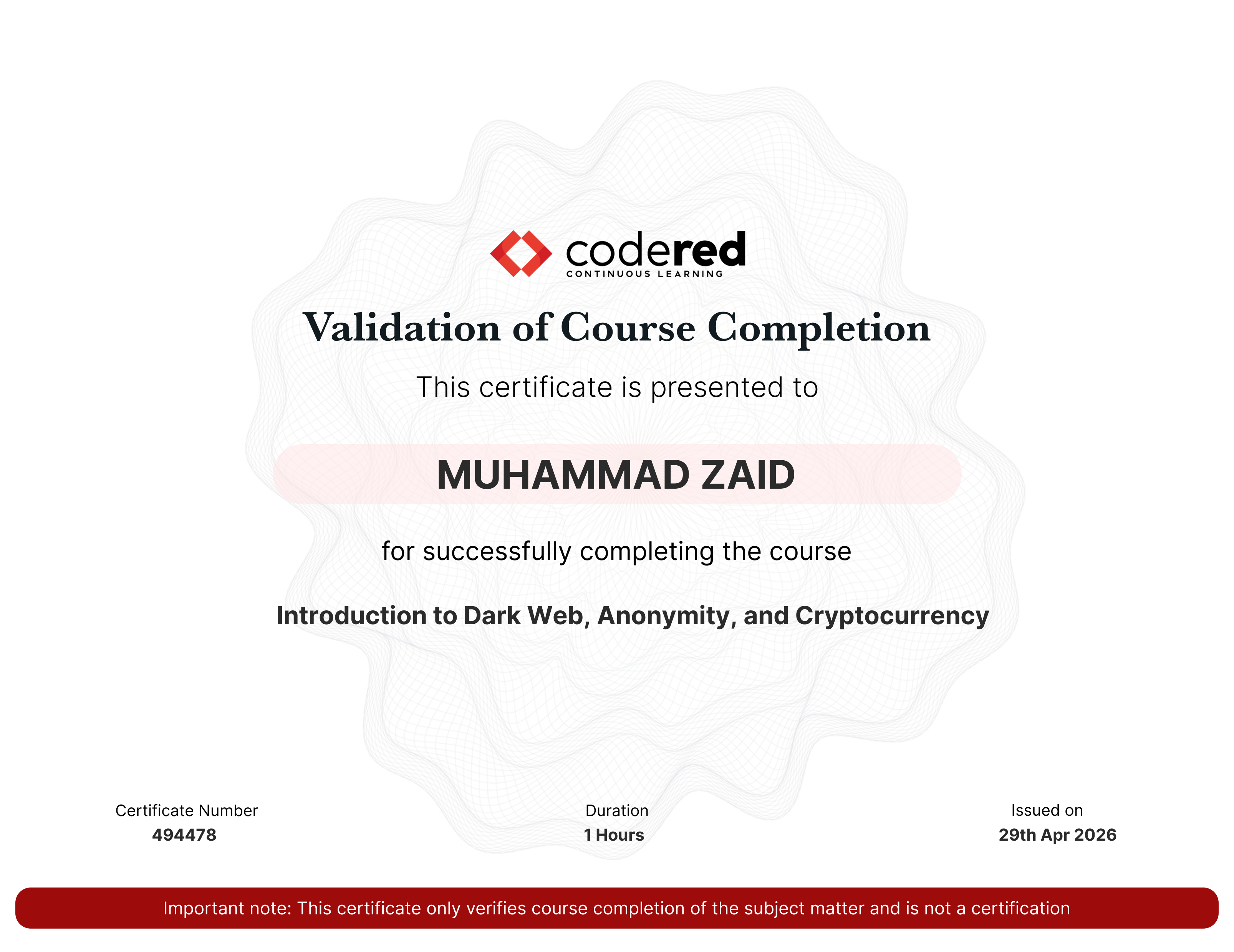 certificate