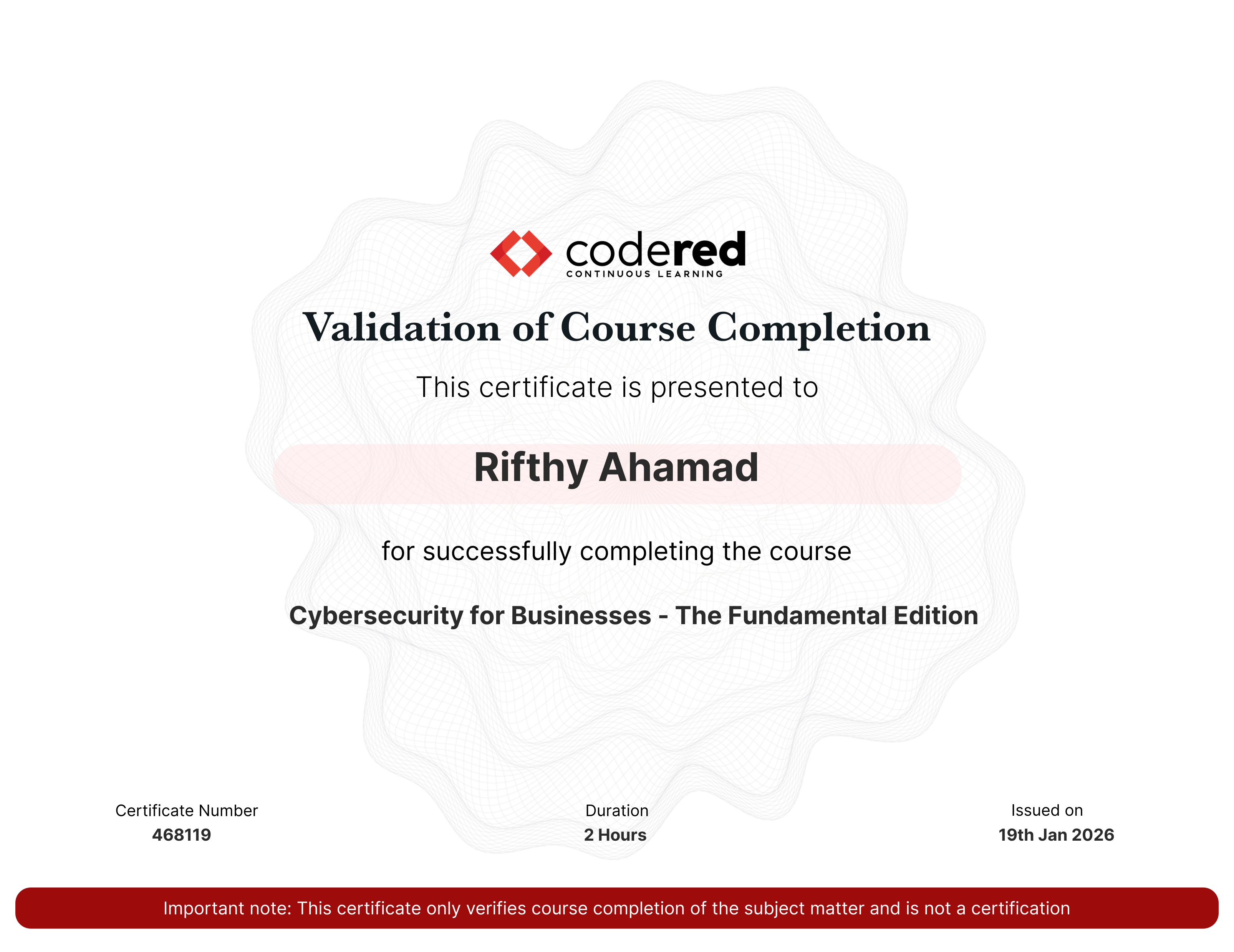 certificate