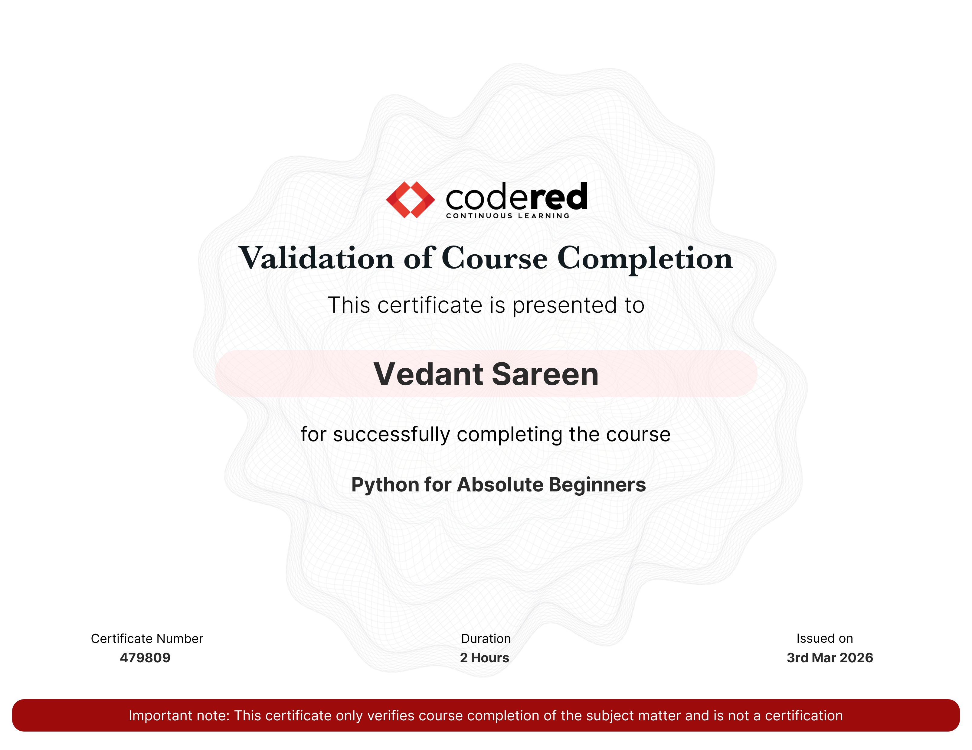 certificate