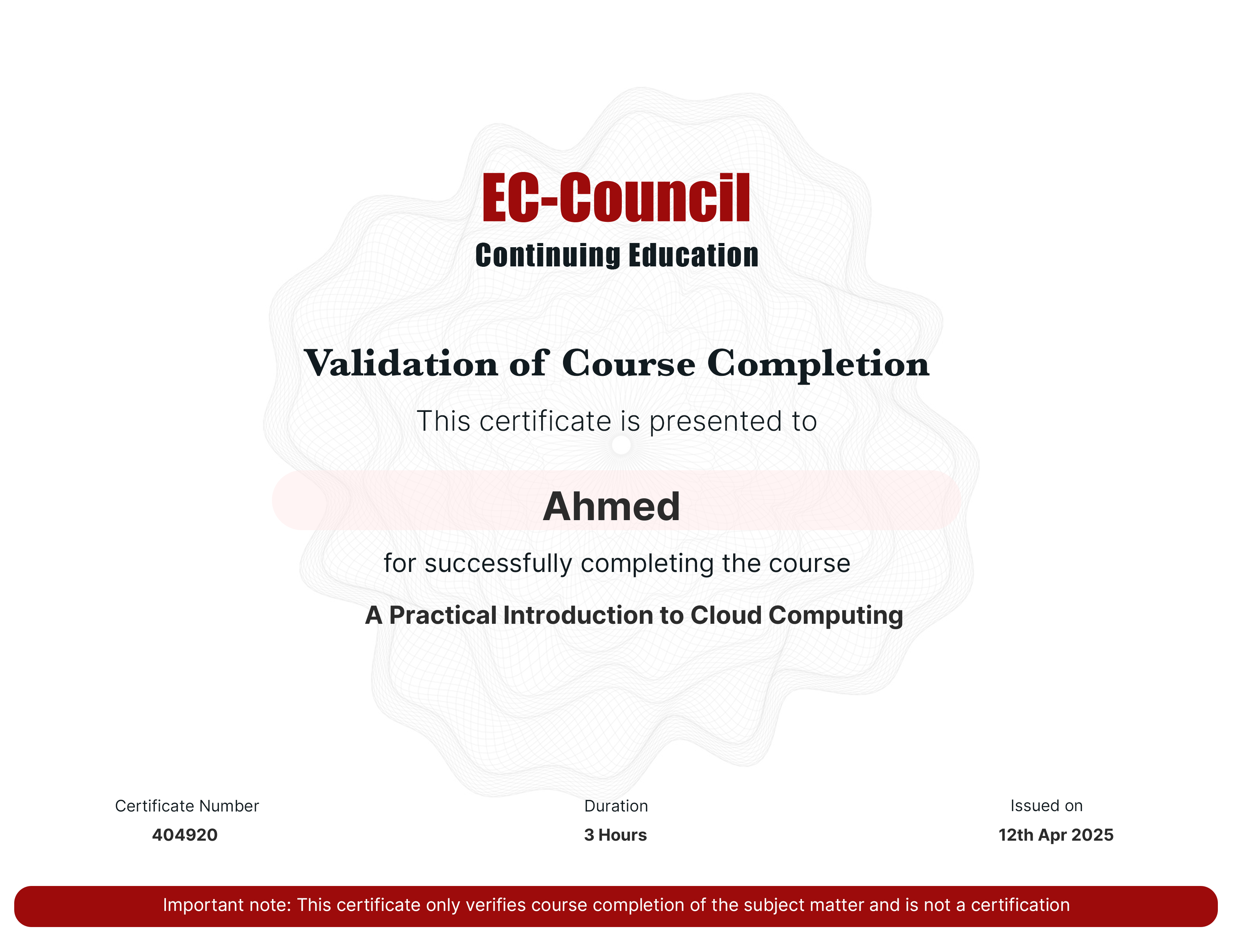 certificate