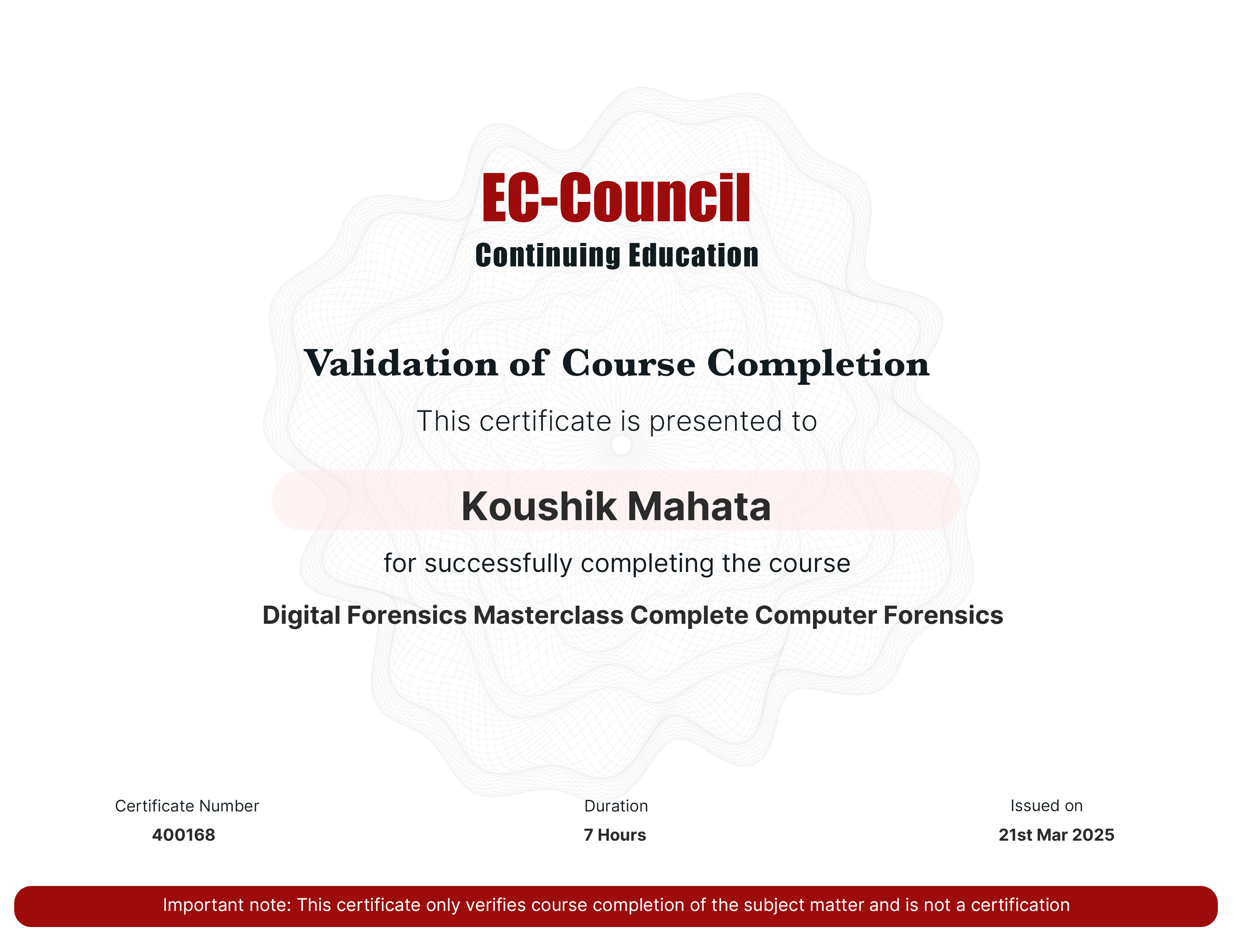 certificate