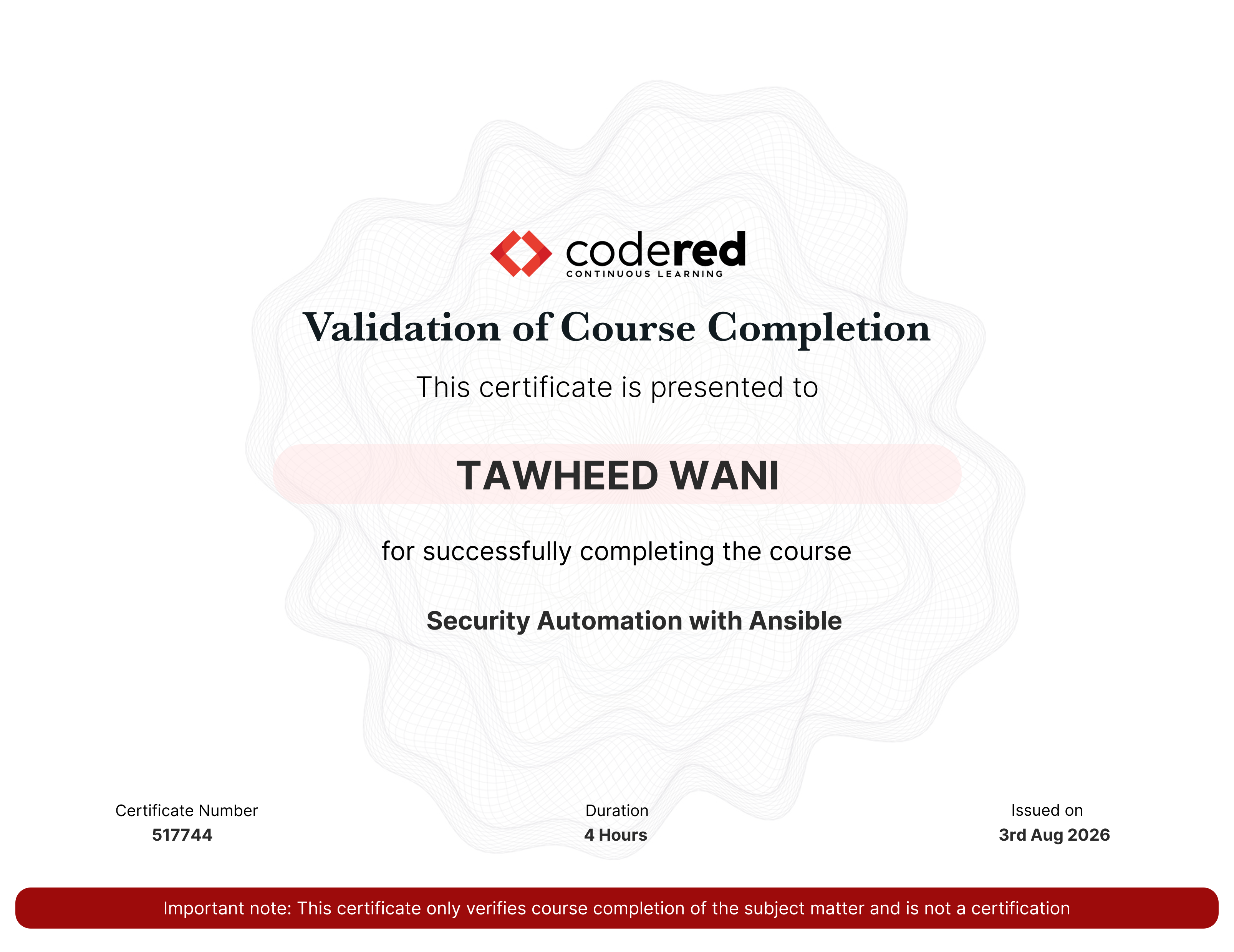 certificate