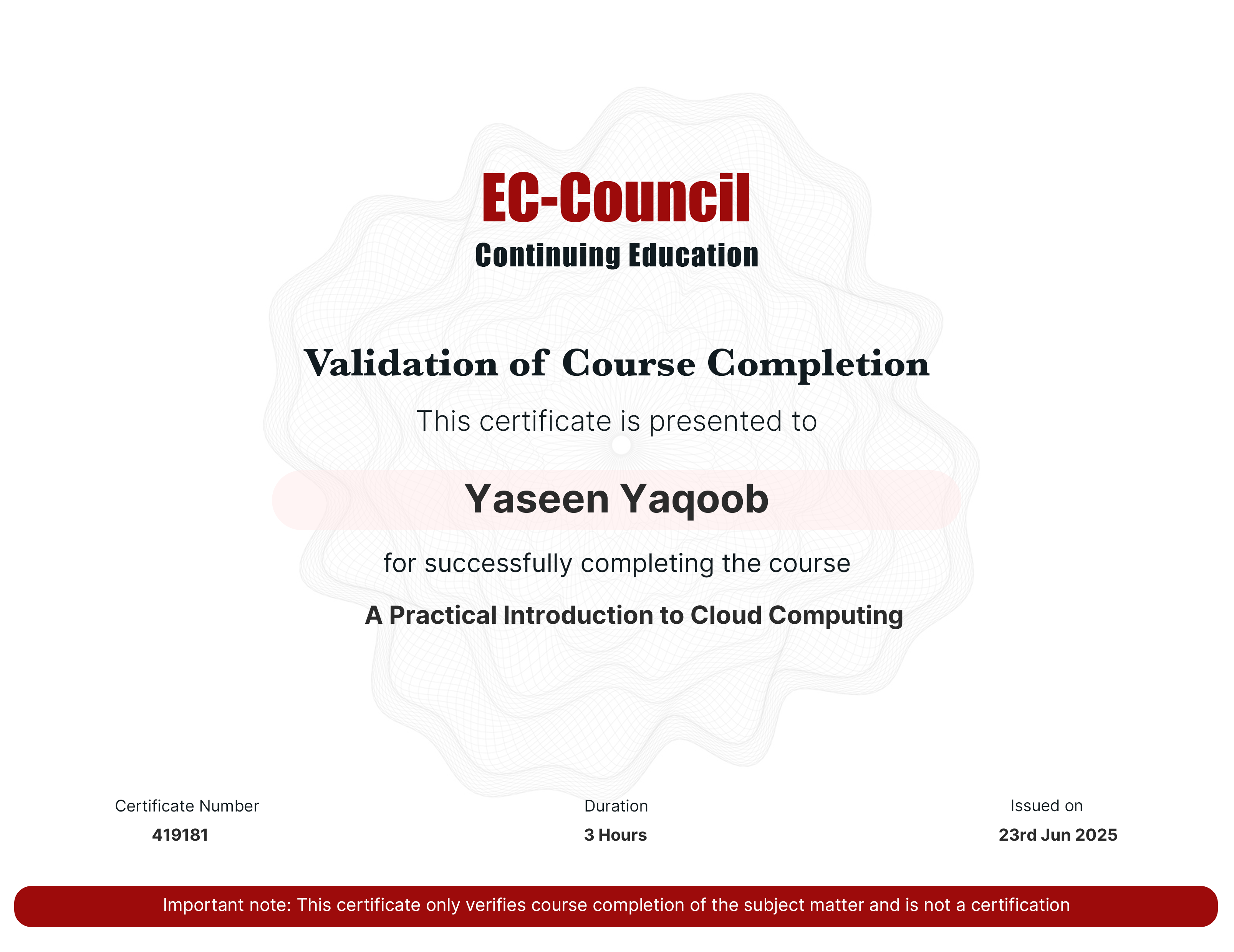 certificate