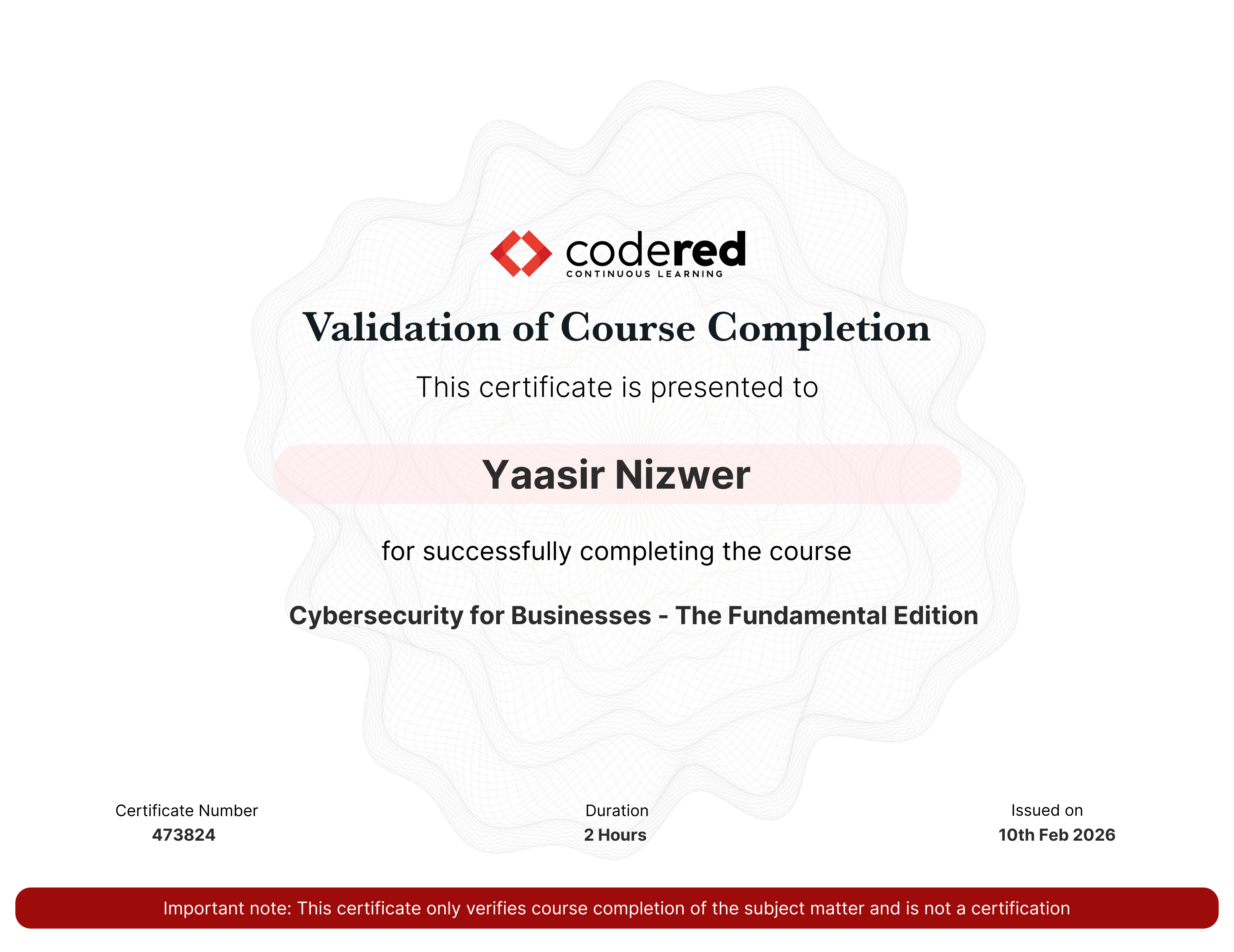 certificate