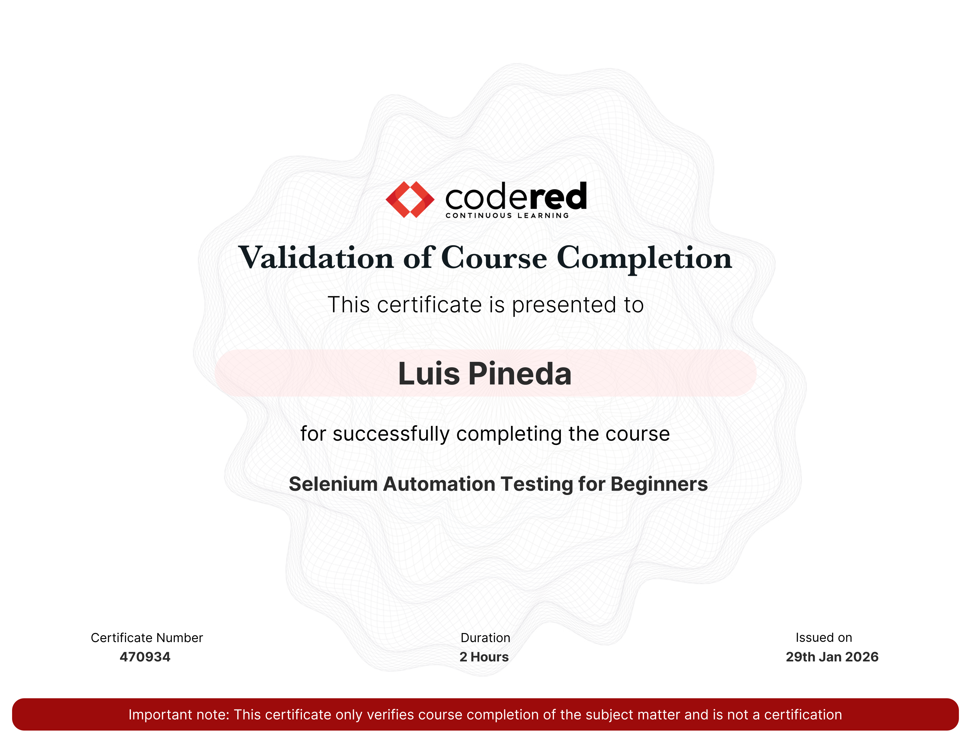 certificate
