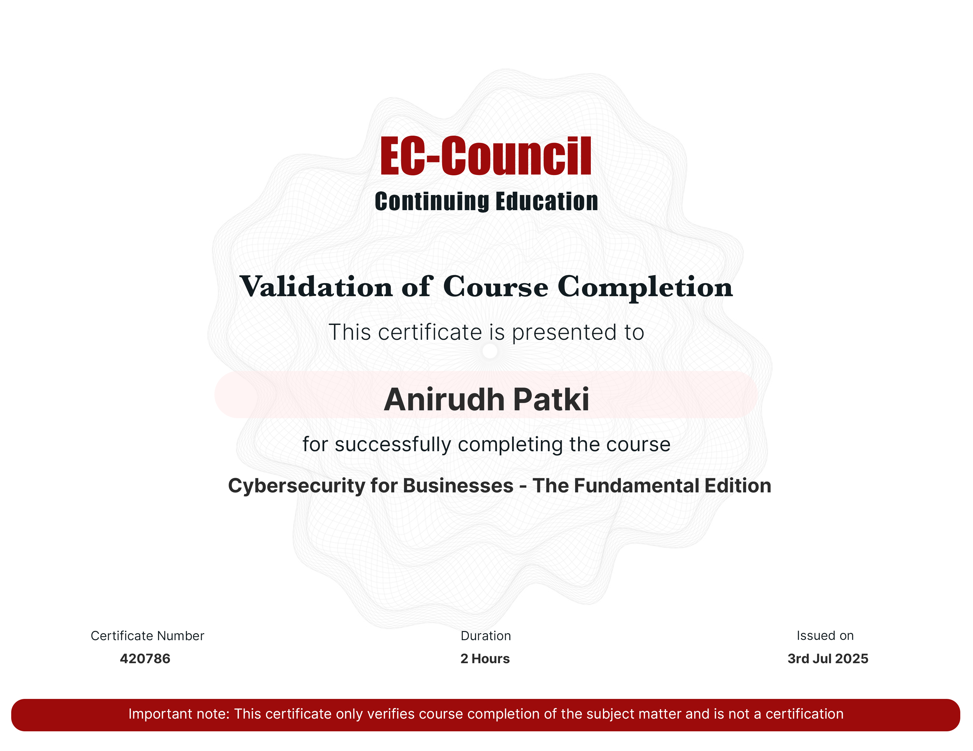 certificate