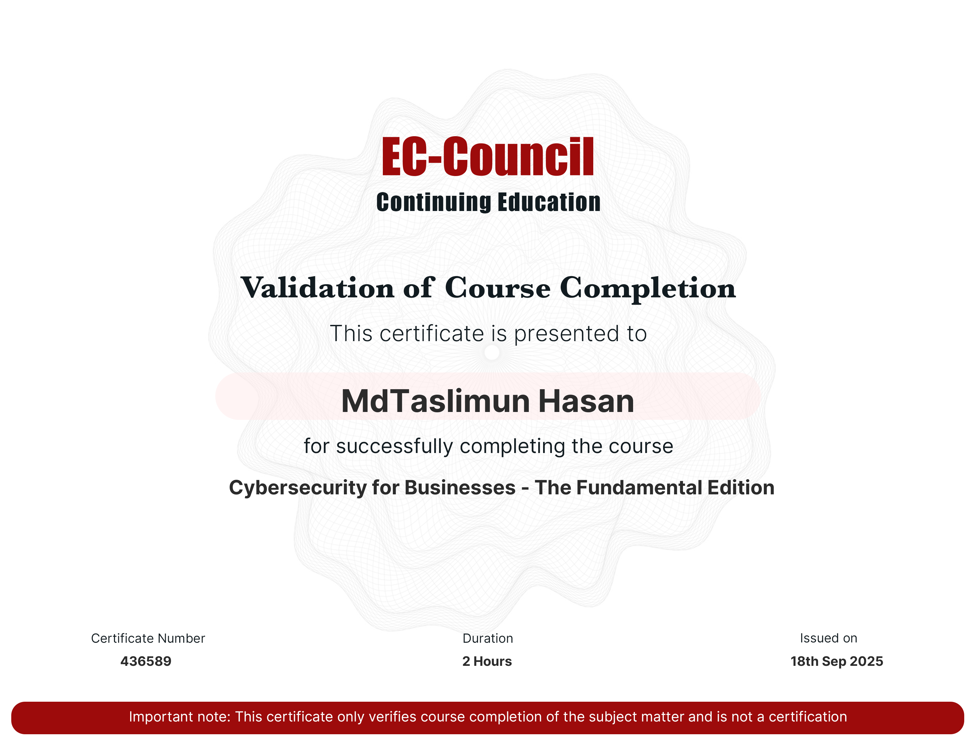 certificate