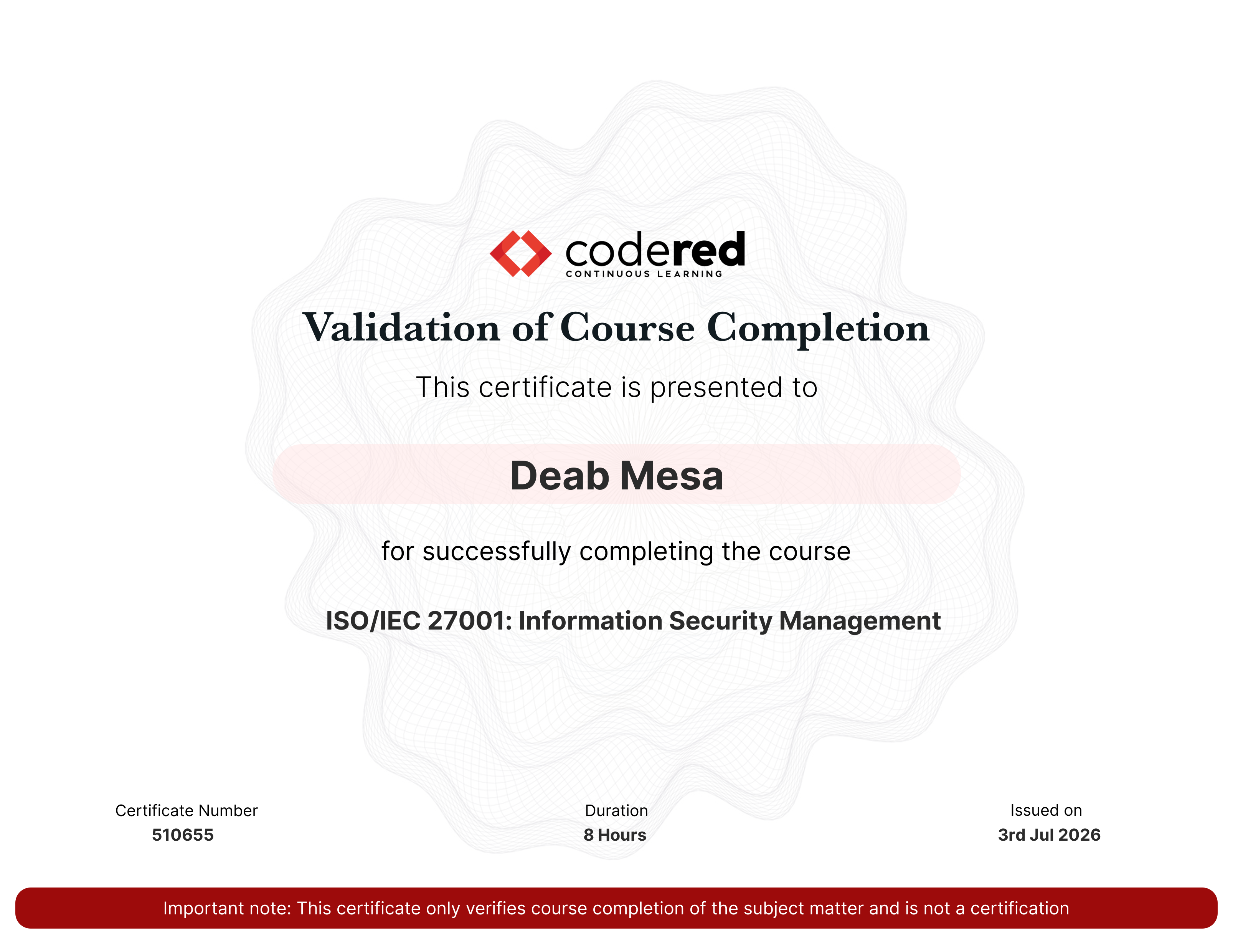 certificate