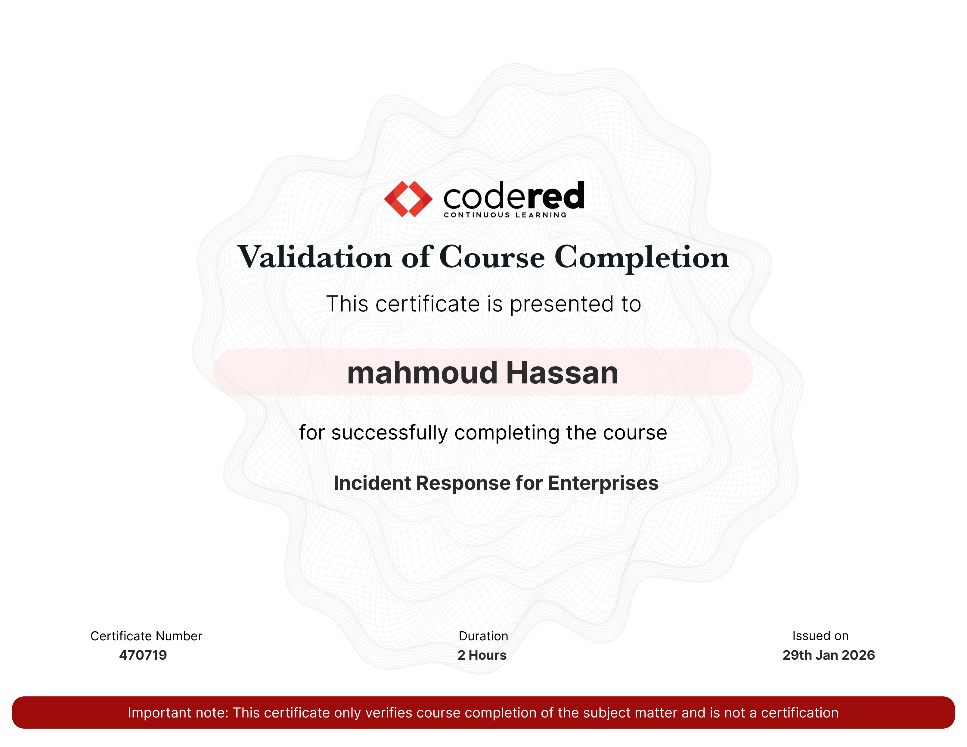 certificate